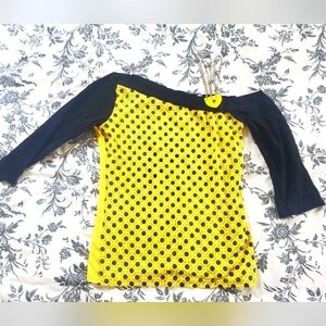Polca dot Yellow black  off  shoulder top